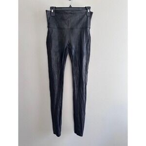SPANX Faux Leather Leggings Black High Waisted Pull On Tall Size L/G